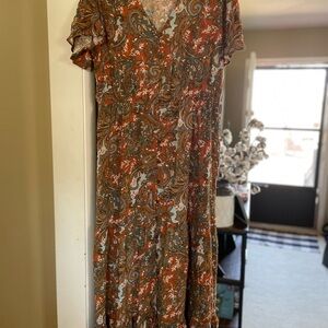 Floral Paisley V-Neck Dress